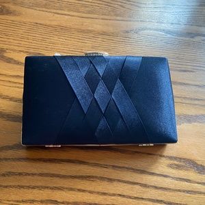 Navy Satin Clutch Evening Bag